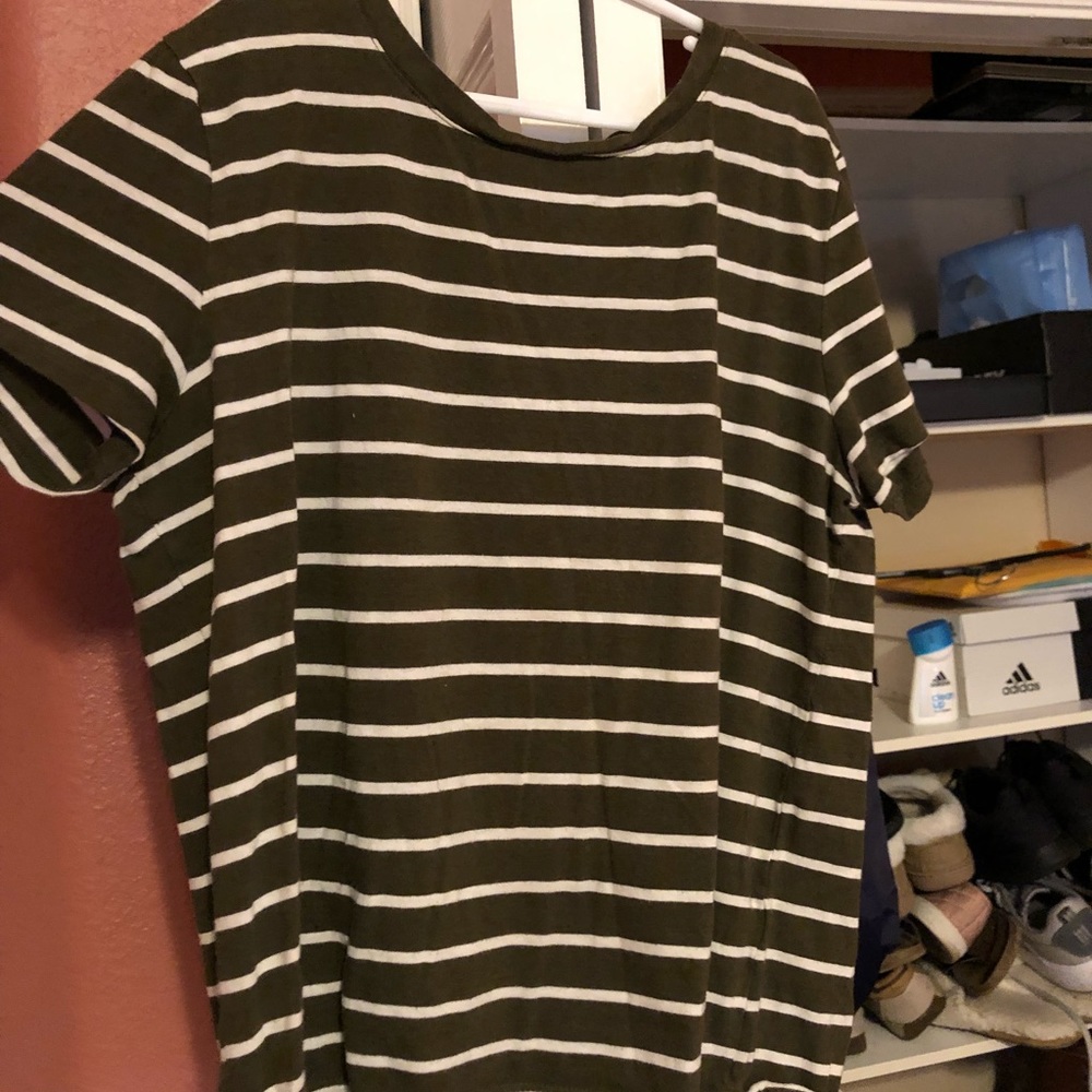 Striped olive cropped T-shirt